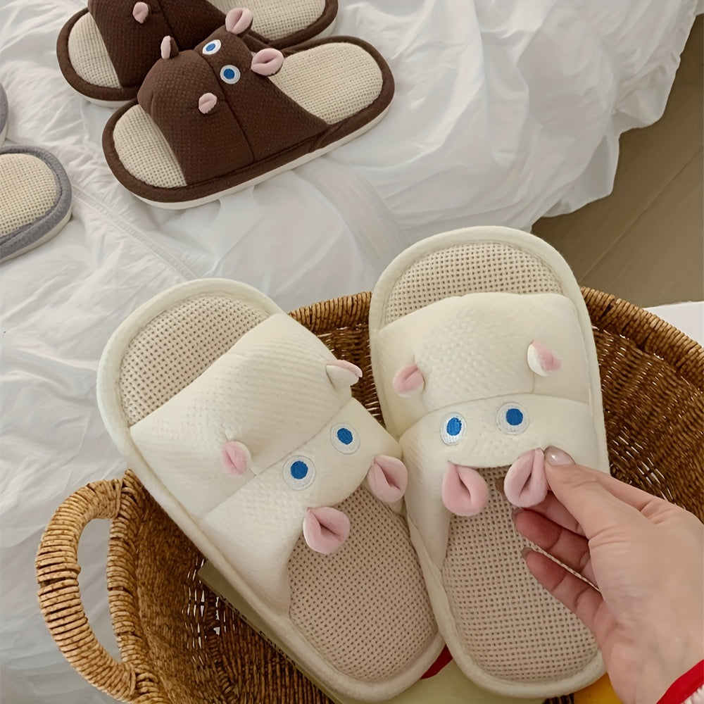 Uniseks linen shippirlari yumshoq taglikli ichki uy poyabzalari chiroyli hamster dizayni