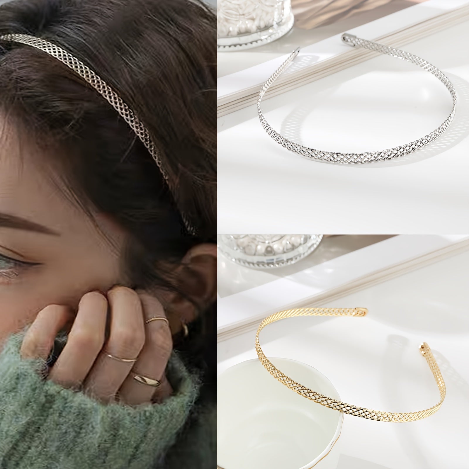 Летняя золотая сетка-ободок для волос, блестящий аксессуар для волос, европейский и американский стиль