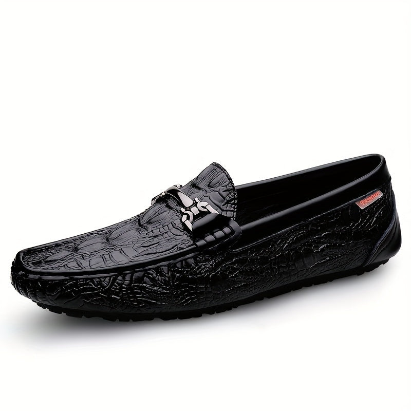 Mocasines para hombre con patrón de cocodrilo, slip-on, casual, de negocios, para todas las estaciones, de cuero