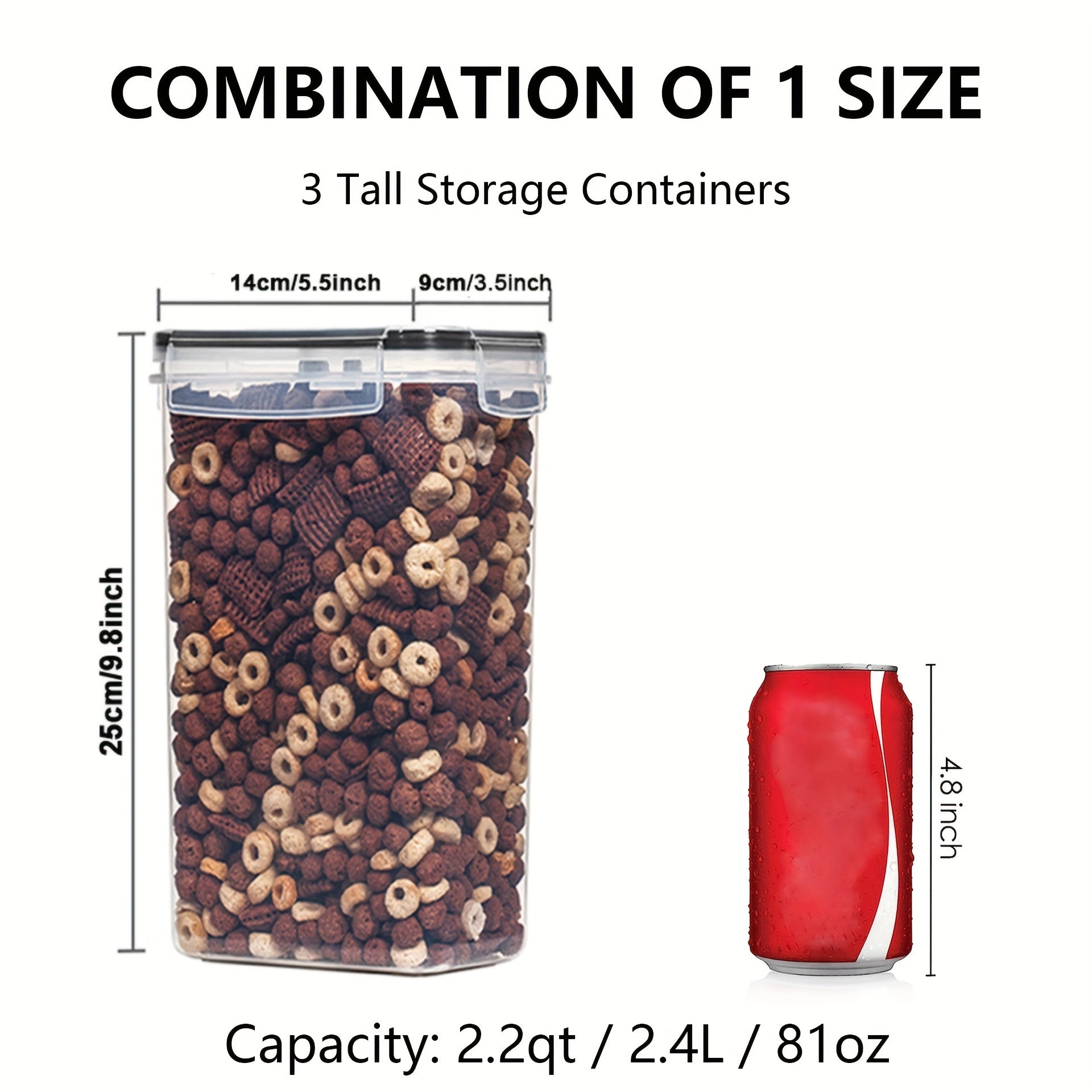 3 ta 81-Unssli havo o'tkazmaydigan oziq-ovqat saqlash konteynerlari va qopqog'lar to'plami