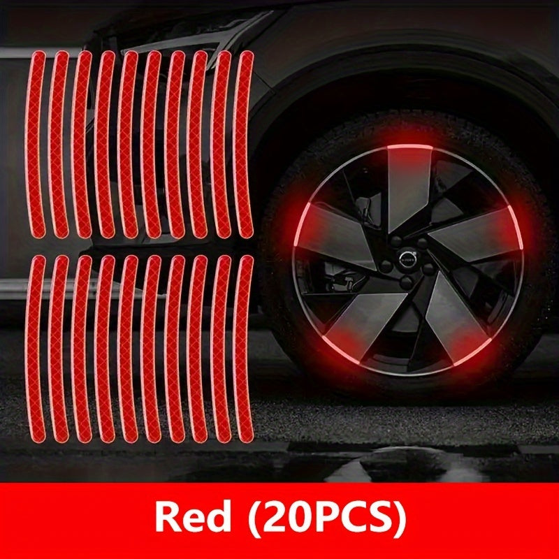 20Pcs Reflective Wheel Hub Stickers Luminous Tire Rim Decals for Cars Bicycles
