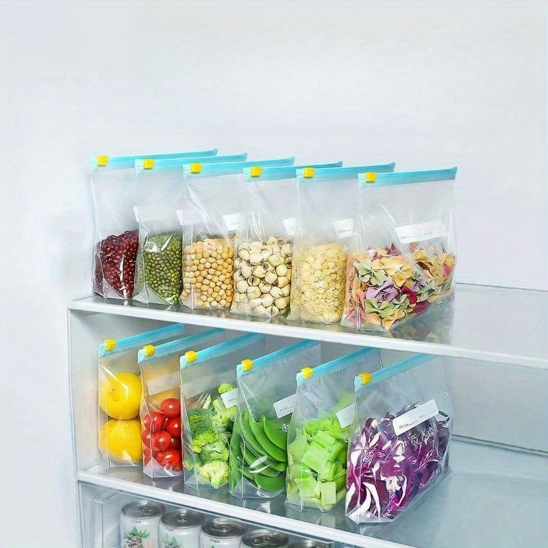 Ochiq plastmassa Ziplock sumkalar, qayta ishlatiladigan, suyuqlik o'tkazmaydigan, meva, sabzavot va atıştırmalıklar uchun saqlash