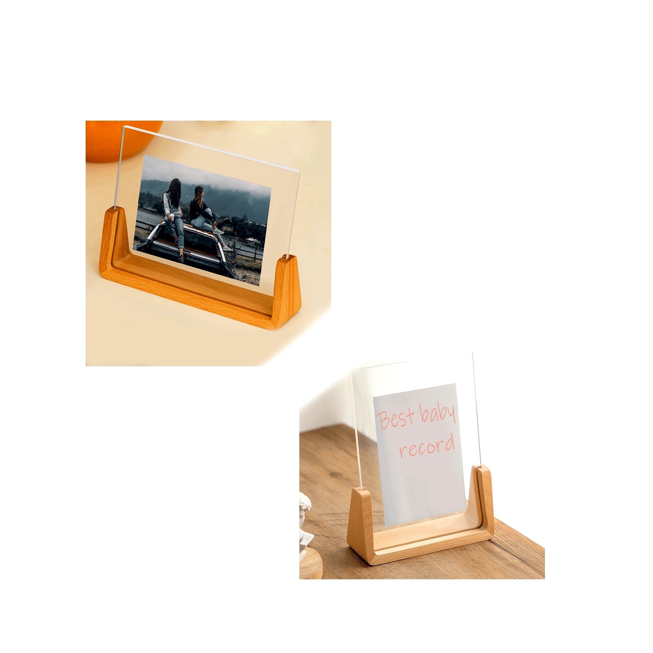 2-Pack U-Shaped Beechwood Collage Picture Frames for Photos 10x15 cm
