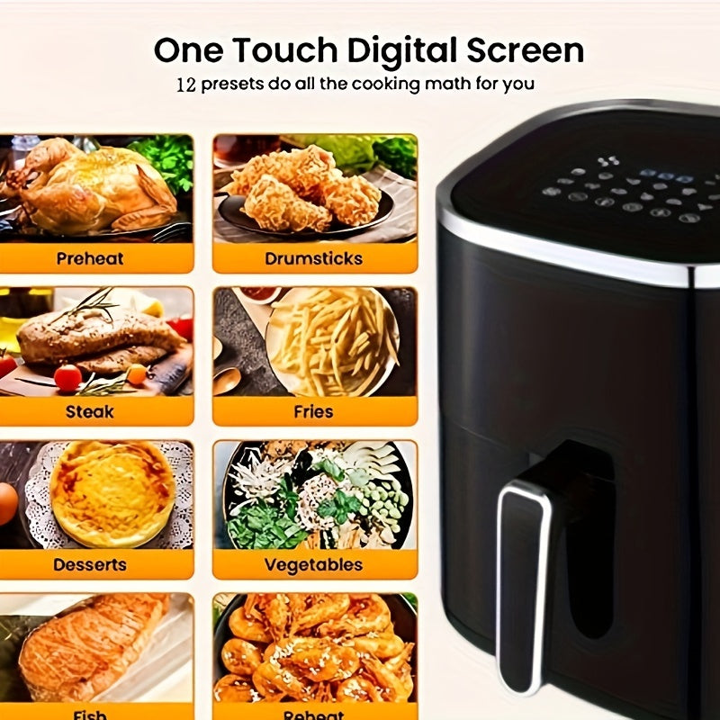 1450W 5L Air Fryer Digital Touch Screen Non-stick Basket Preservation Pan