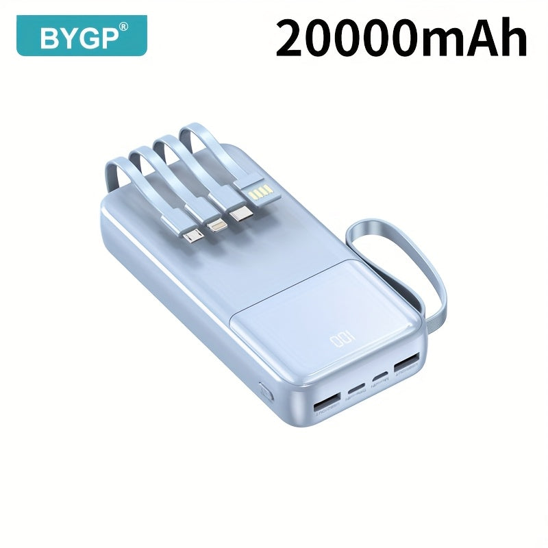 20000mAh Portable Power Bank with Fast PD20W Charging and Built-in Cables