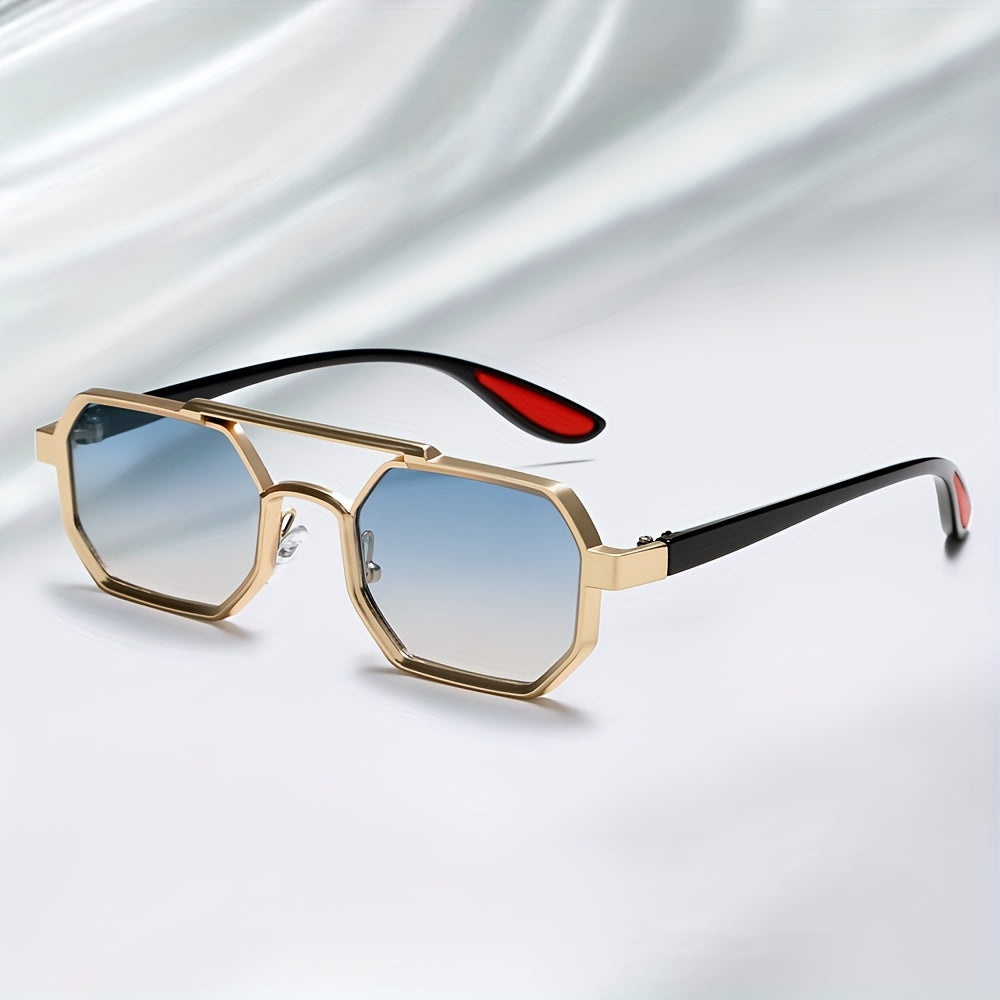 Unisex Polygonal Concave Fashion Glasses Double Bridge Retro Punk Style for Outdoor Sports Travel