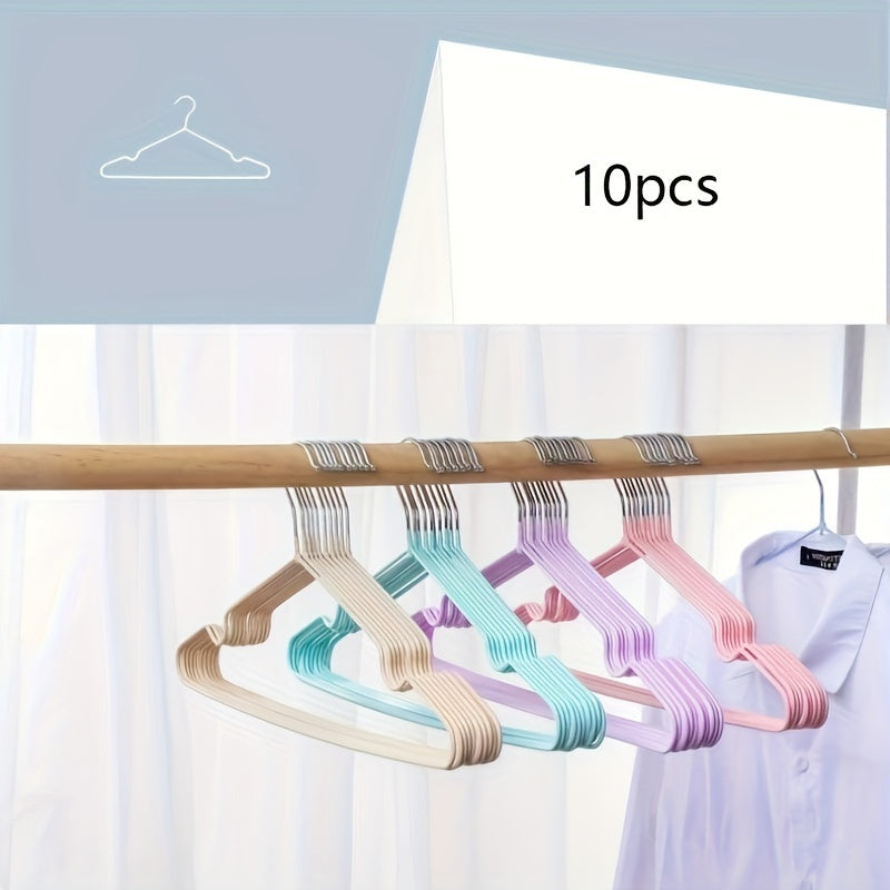 Set of 10 Metal Clothes Hangers Non-Slip Space-Saving Laundry Closet Organizers