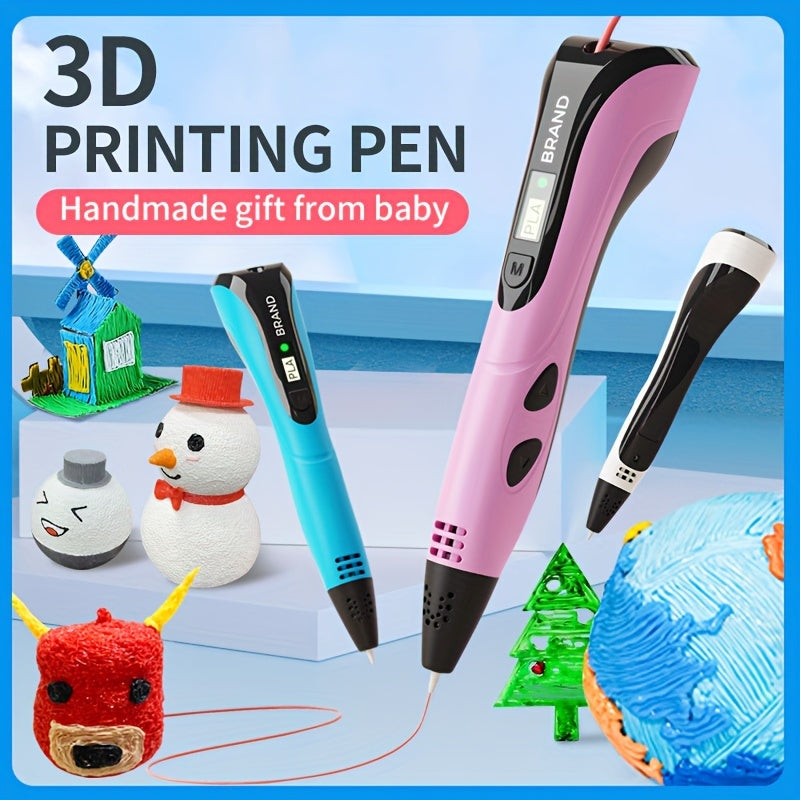 Kids 3D Printing Pen Digital Display USB-Powered Pink Black Creative Art Gift