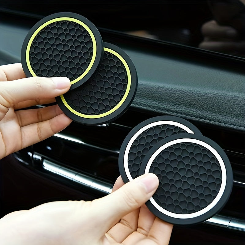 2PCS Car Coasters Honeycomb Pattern Non-slip Dustproof Drink Holder Protector