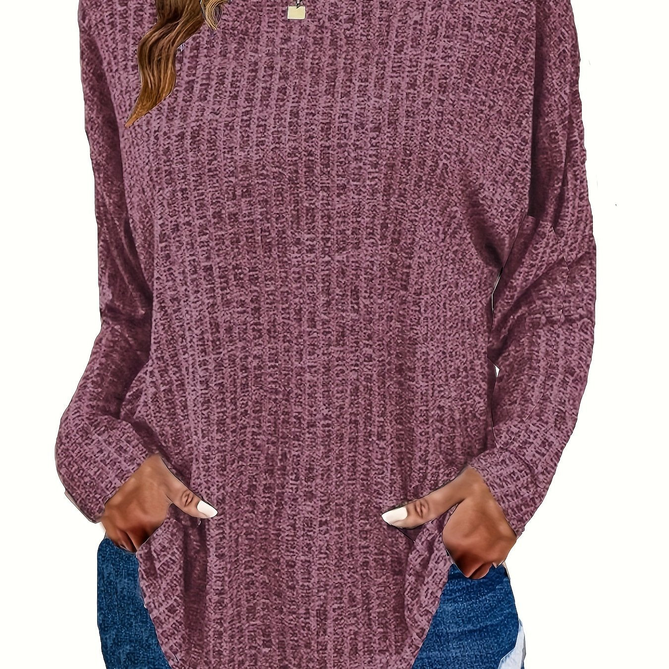 Plus Size Women's Cozy Long Sleeve Pullover Sweater Fall Winter Layering