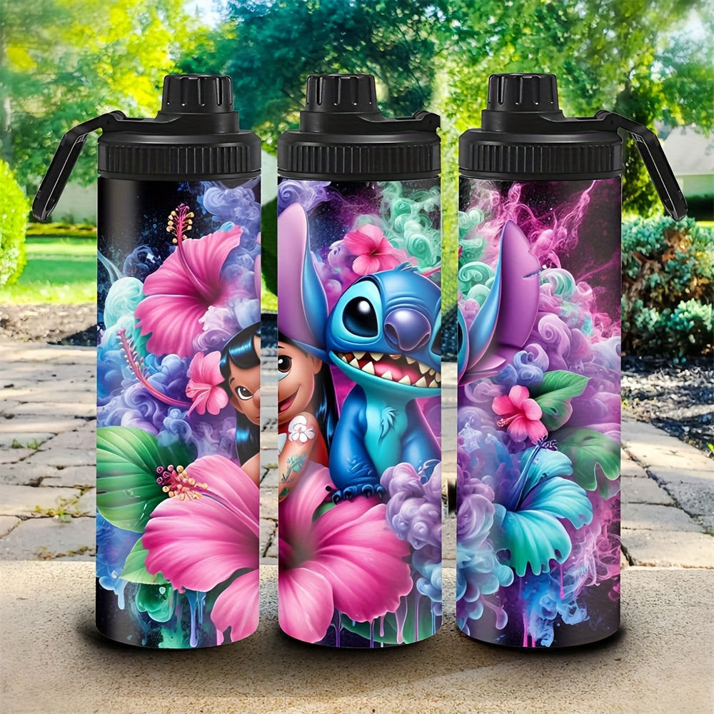 Бутылка для воды из нержавеющей стали 20oz с дизайном Stitch и Lilo, многоразовая, изолированная, герметичная для горячих и холодных напитков