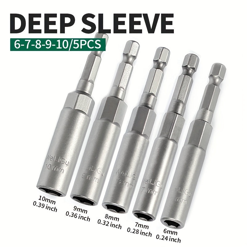 Juego de llaves de vaso profundo de 30mm, acero de vanadio cromado, llave hexagonal extendida, no magnética