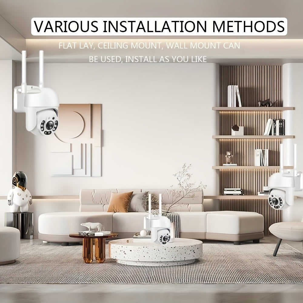 Intelligent Wall-Mounted Security Camera 360-Degree View Night Vision Motion Tracking Two-Way Audio USB Powered