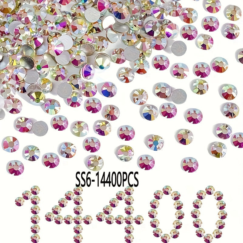 14400 Shisha Kristalli Flatback Rhinestones uchun Tirnoq San'ati, kiyim-kechak, poyabzal, sumkalar SS3 dan SS34 gacha