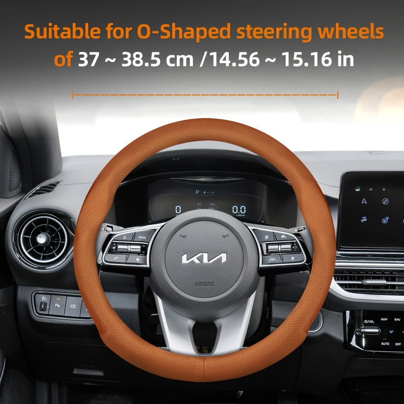 Universal Ultra-Thin Faux Leather Steering Wheel Cover Breathable Non-Slip