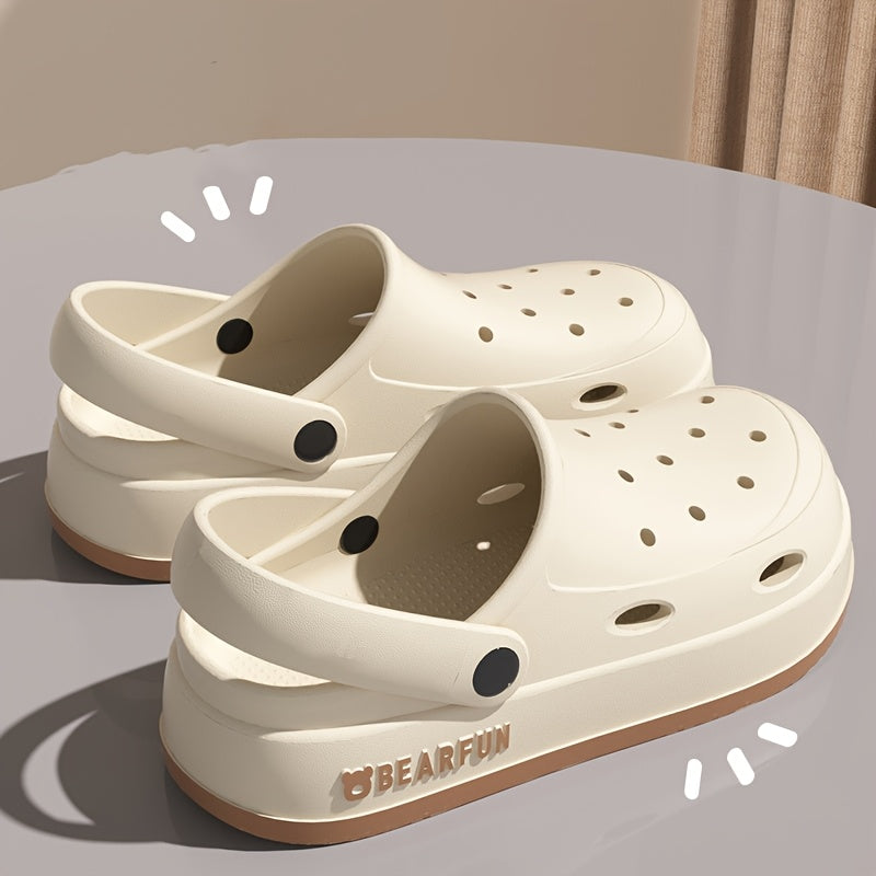 Women's Men's Beige Eva Platform Clogs Non-Slip Cushion Summer Sandals