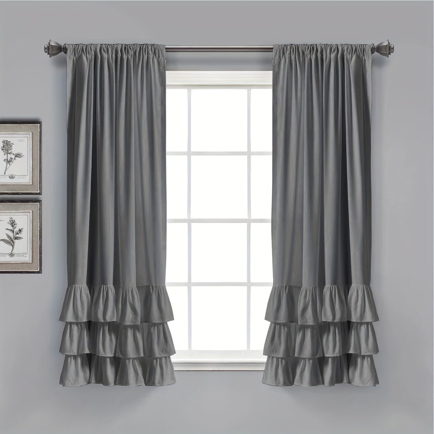 Heavy Duty Pleated Lace Window Curtains for Living Room 132cm x 213cm