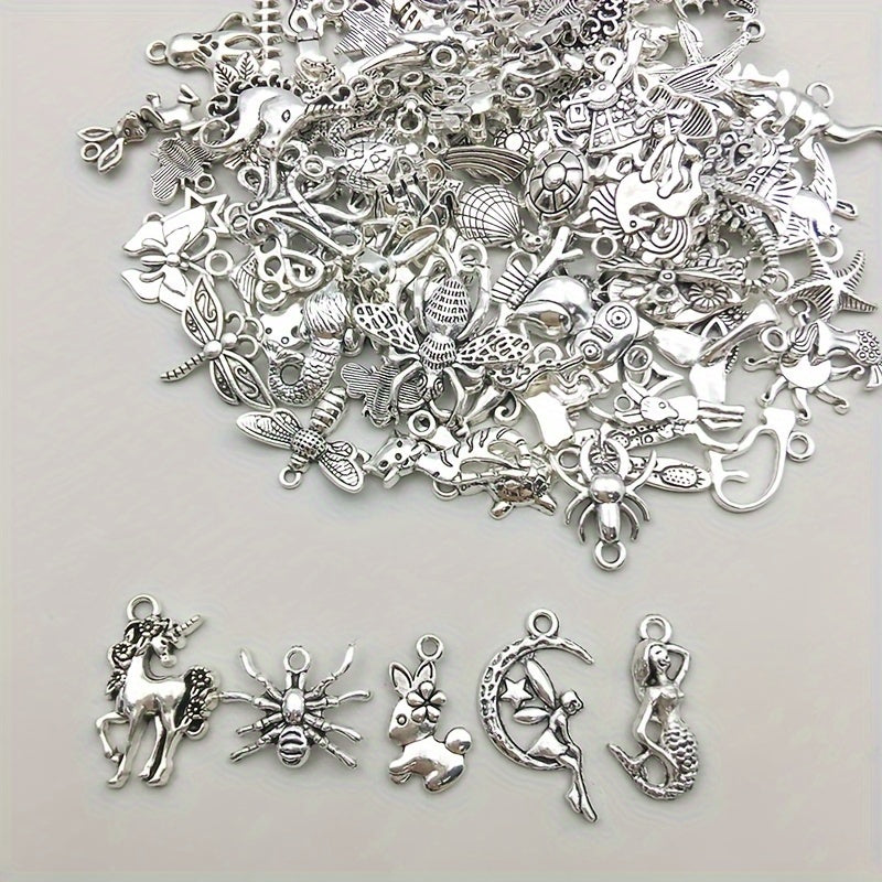 100 Pieces Metal Mixed Jewelry Charms Vintage Animal Charms for DIY Necklace Making