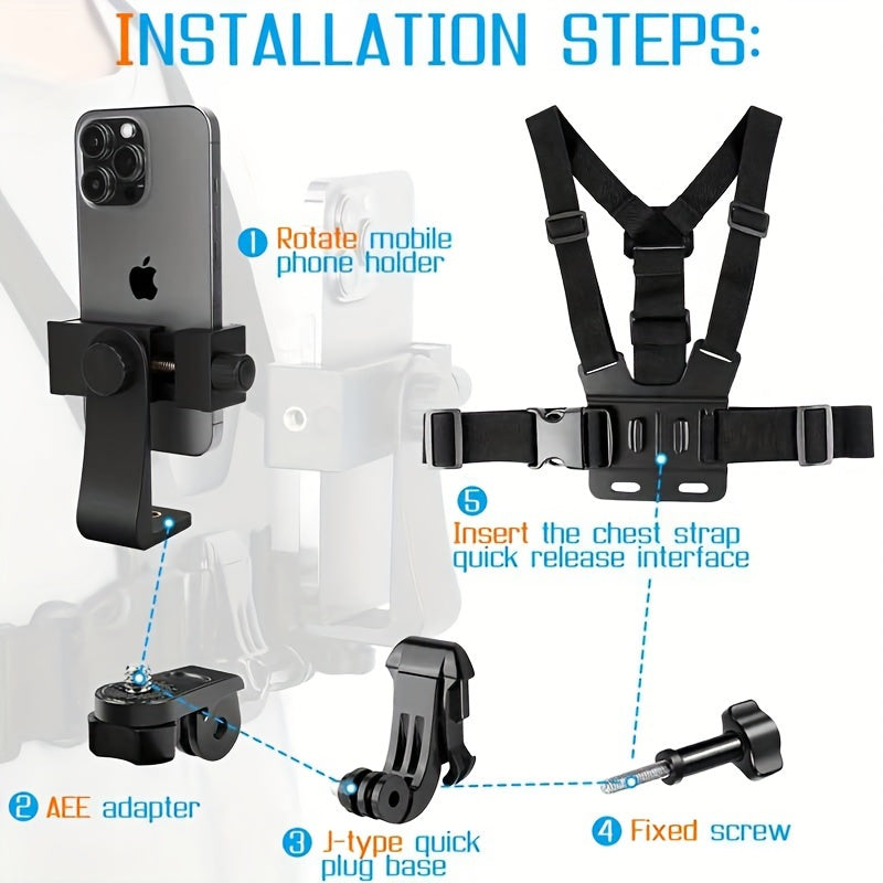 Chaleco con soporte para teléfono en el pecho para montar y disparar con dispositivo de perspectiva en primera persona