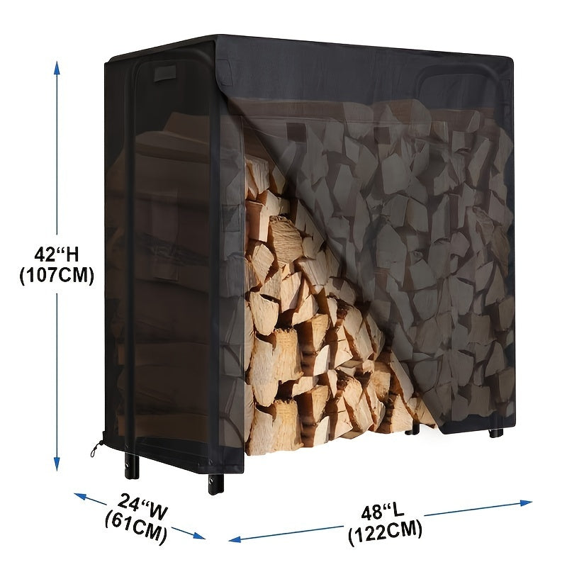 Black Waterproof Firewood Rack Cover Windproof Dust Protector for Outdoor Use