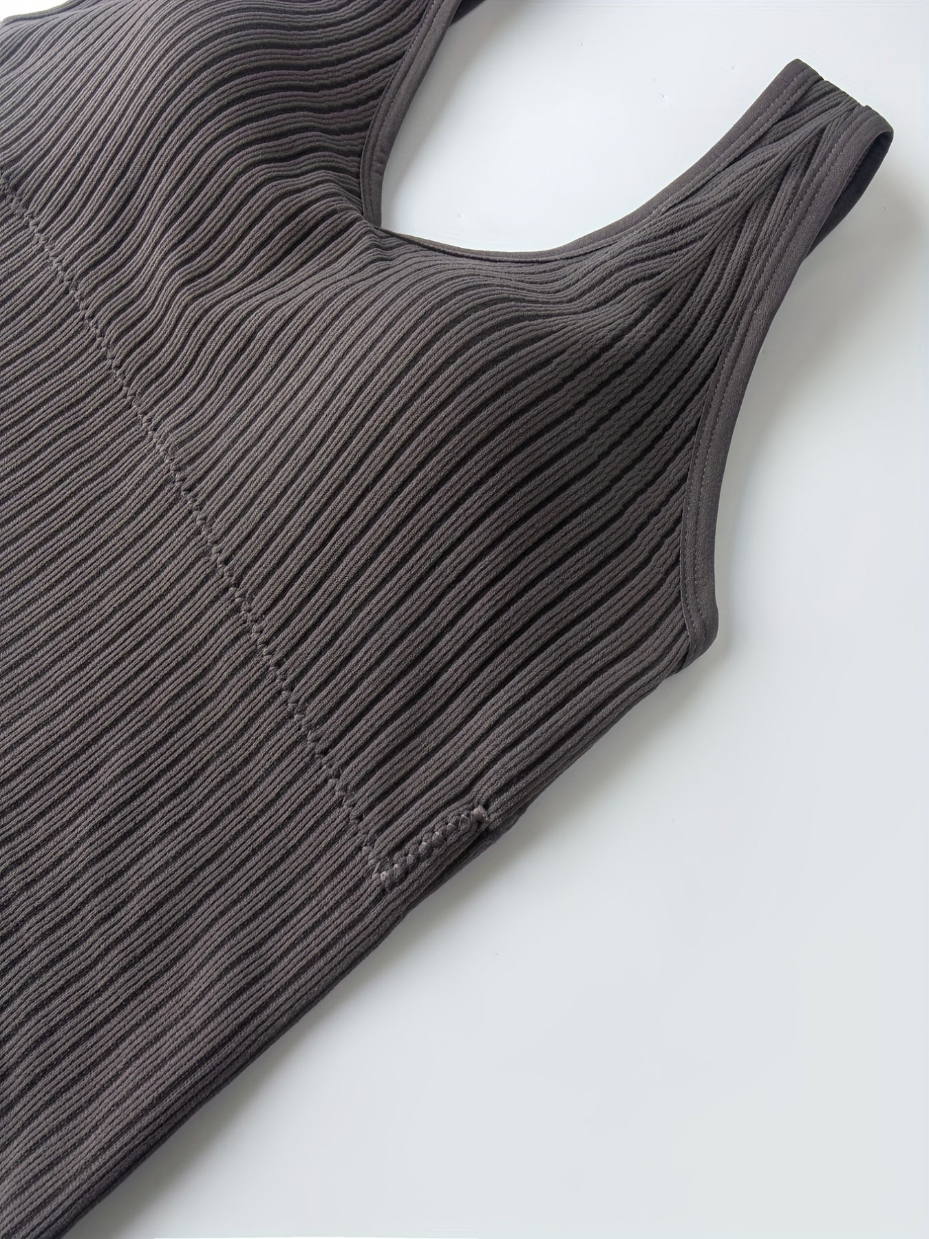 Women's Ribbed Tank Top with Wireless Vest Bra and Detachable Chest Pads