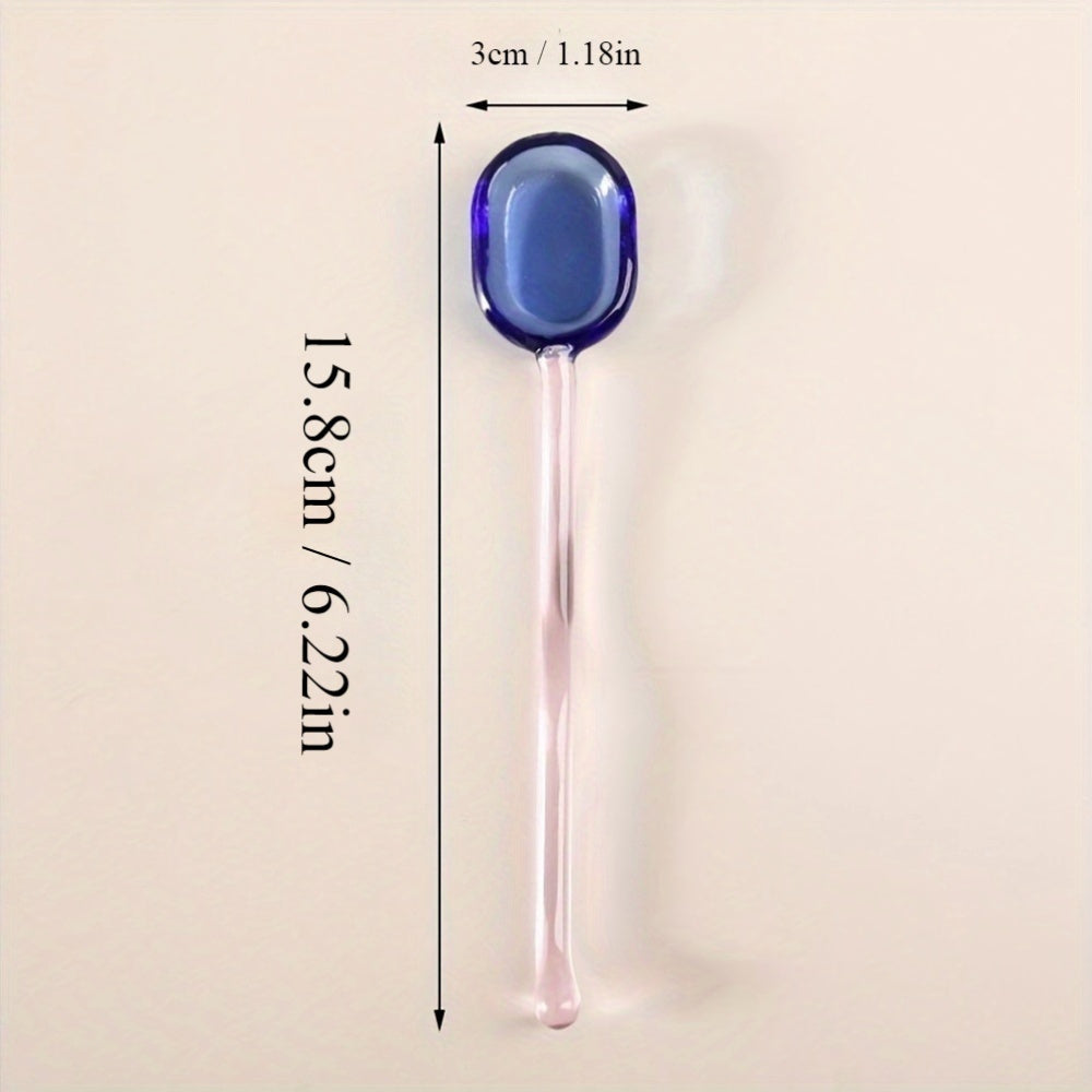 Handcrafted Glass Coffee Spoon with Transparent Design, Long Handle, Heat Resistant