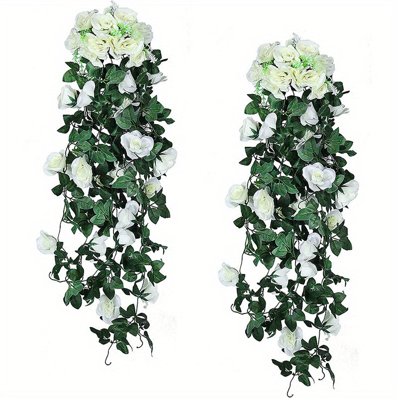 Artificial Rose Vine Garland 100.58cm for Indoor Outdoor Decor Valentine Mother's Day Graduation Independence Day