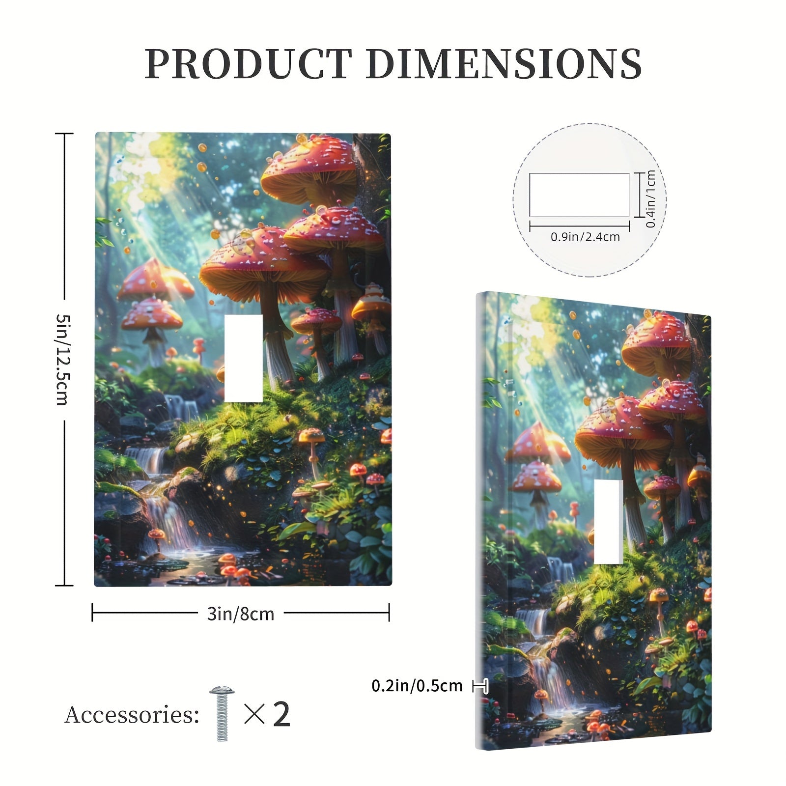 Decorative Switch Cover with Mushroom Forest Design for Bedroom Kitchen Home Decor