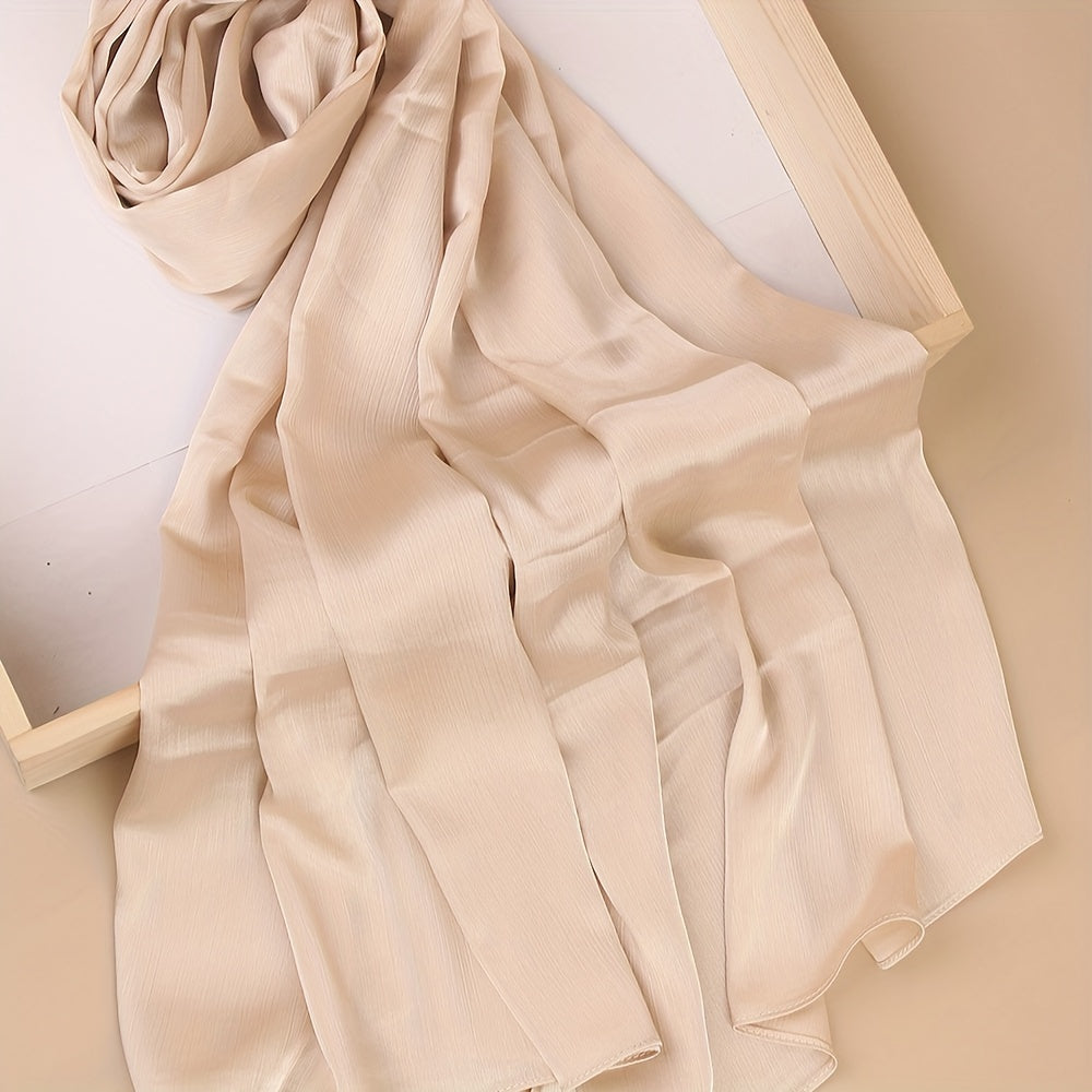 Pañuelo de cabeza clásico plisado de color sólido para uso casual, viaje y actividades al aire libre