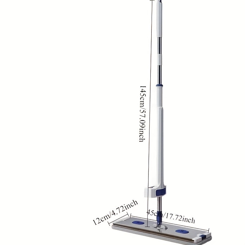 Flat Mop with Self-Draining System, Washable Microfiber Pad, Reinforced Handle