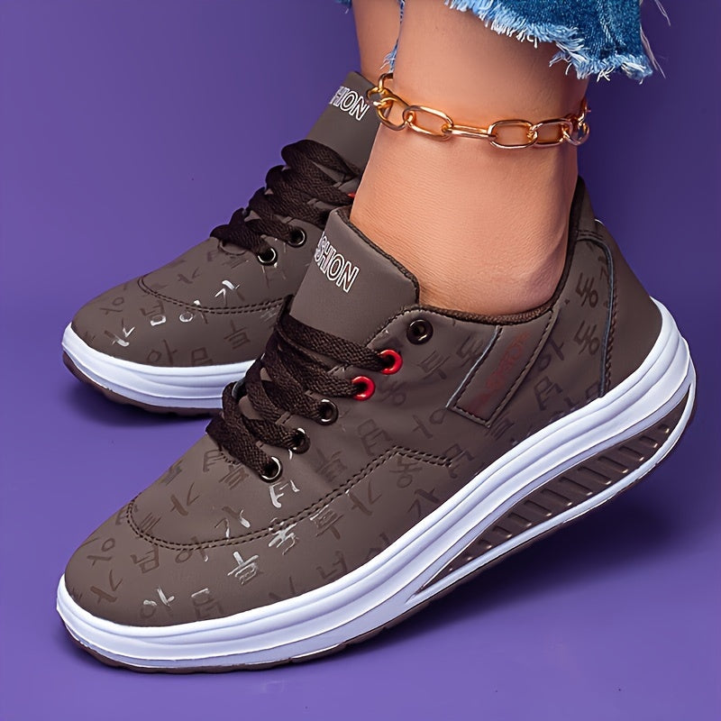 Women's Lightweight Casual Sneakers Pink Black Synthetic Lace-Up Breathable