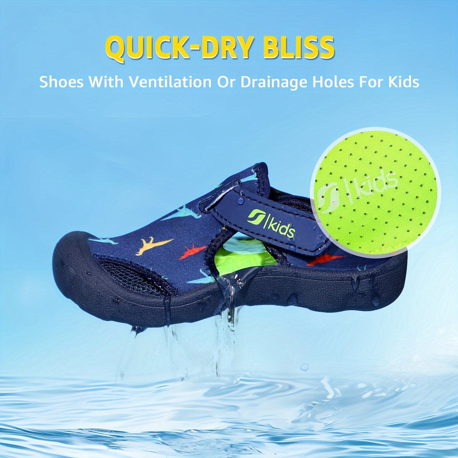 Kids Boys Sandals Lightweight Breathable Quick Dry Non-Slip for Beach Water Activities