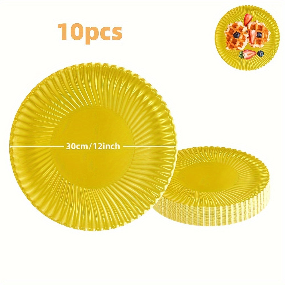 El paquete de suministros para fiestas de oro incluye platos desechables y servilletas para cumpleaños, bodas y feriados