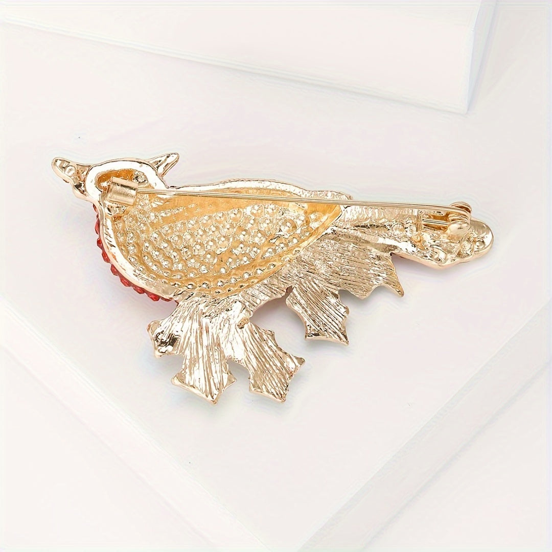 Alloy Cardinal Bird Brooch Hayvon shaklidagi pin Zamonaviy kiyim-kechak va palto aksessuari