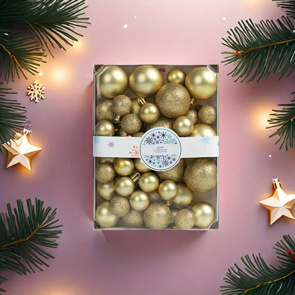 Paquete de 42 adornos de Navidad de glitter dorado de plástico para árbol navideño