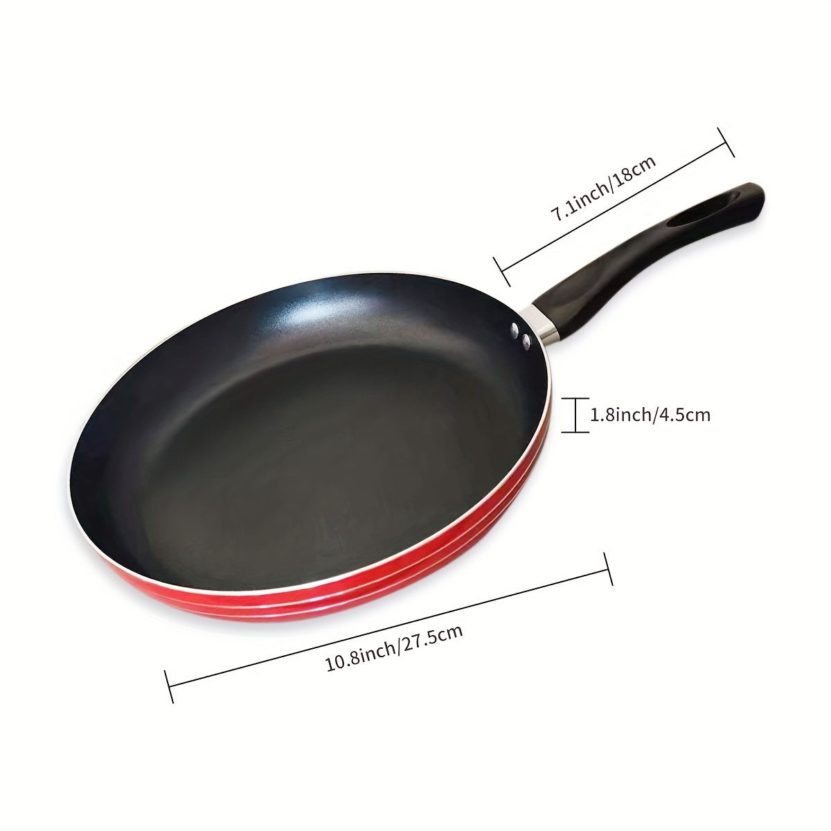 Red Aluminum Non-Stick Skillet 27.43cm for Omelets and Pancakes