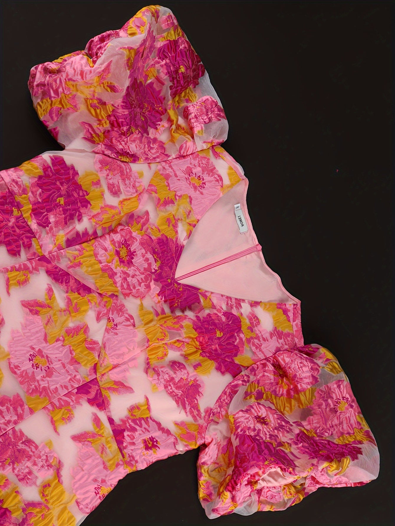 Women's Bohemian Floral Midi Dress V-Neck Puff Sleeve Party Wedding