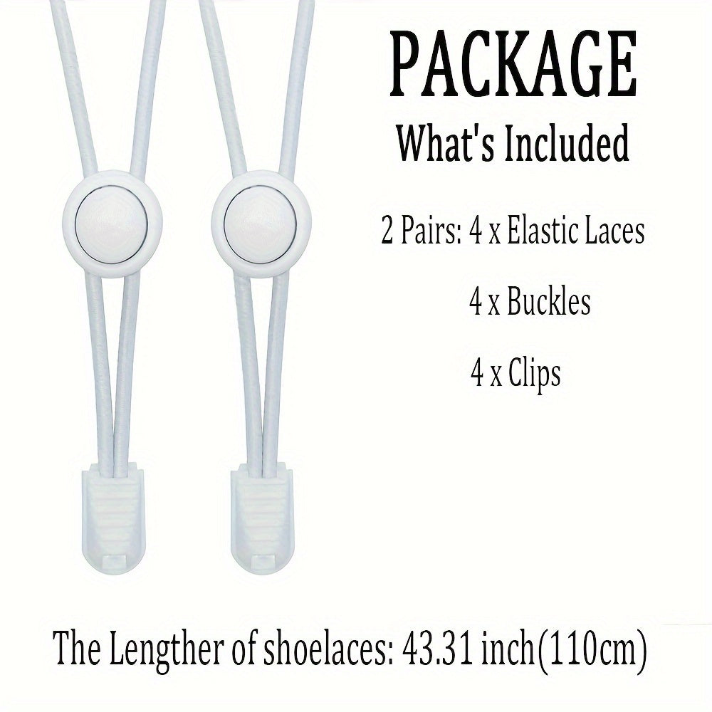 2PCS No-Tie Elastic Shoelaces for Sneakers Durable Stretchy Quick Lock