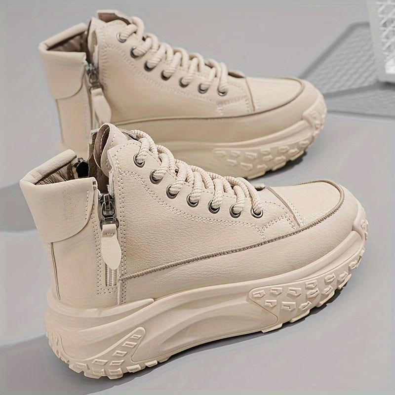 Women Chunky White Platform Sneakers with Thick Sole All-Season Casual