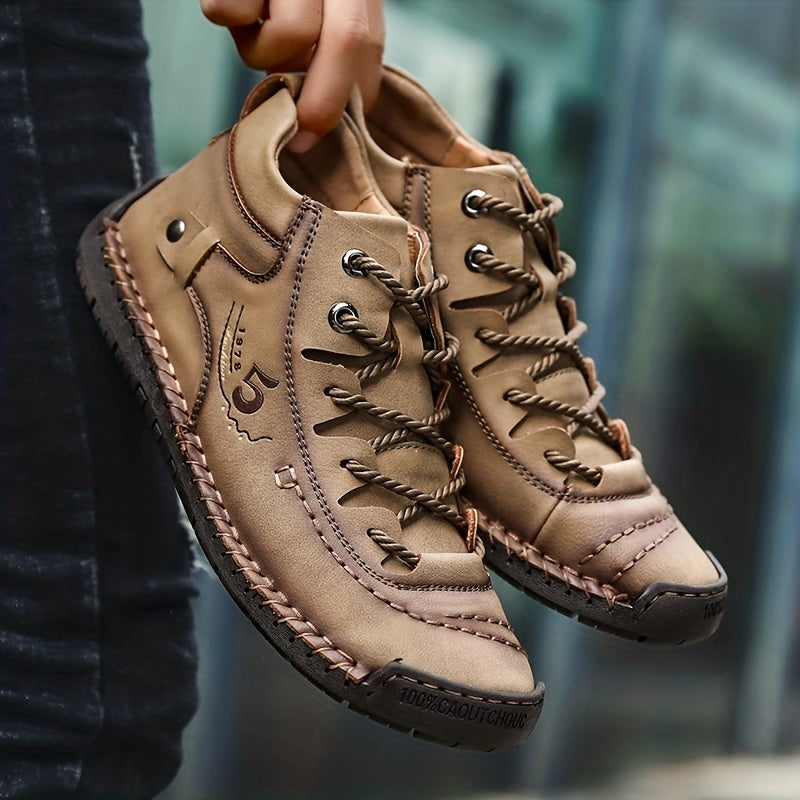 Erkaklar uchun qo'lda tayyorlangan vintage tasodifiy poyabzallar, bahor va kuzda yurish uchun mukammal.