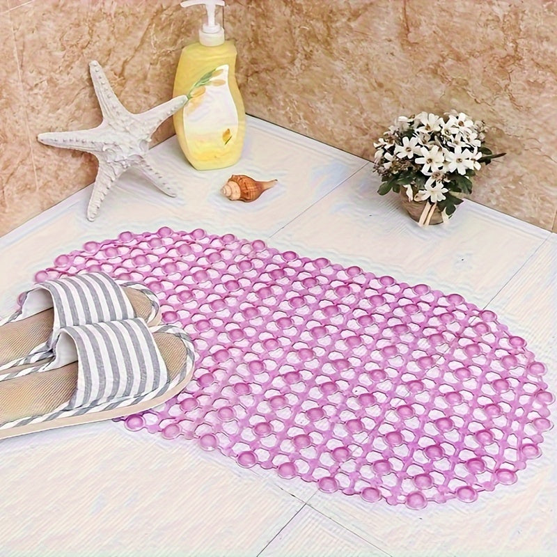Kids Waterproof Shower Mat with Suction Cups Pink and Blue Non-Slip Bathroom Rug