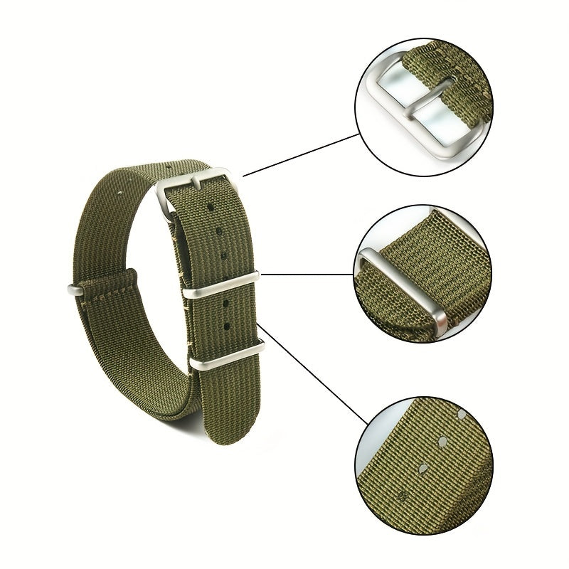 Nylon Watch Band with Stainless Steel Buckle 18mm 20mm 22mm for Men Women