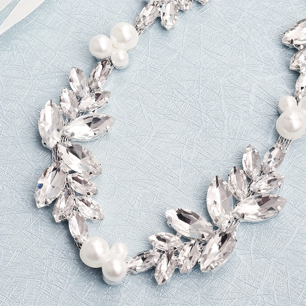 To'ylar va partiyalarda foydalanish uchun Bridal Rhinestone Pearl Waist Chain Belt