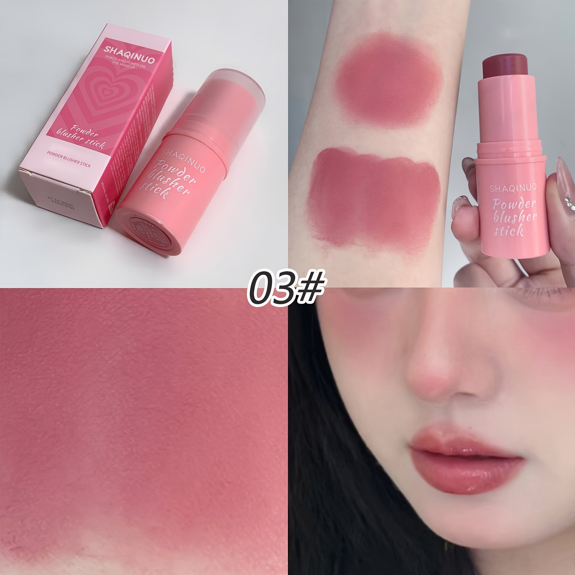 3pcs Matte Blush Sticks Natural Nude Waterproof for Face Eyes Lips