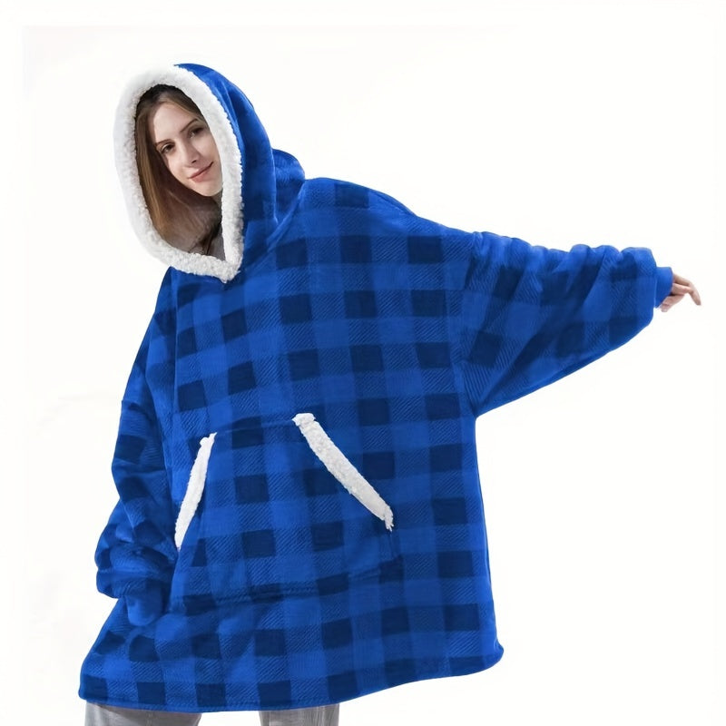 Unisex Fleece Hoodie Blanket with Pockets, Cozy, Machine Washable