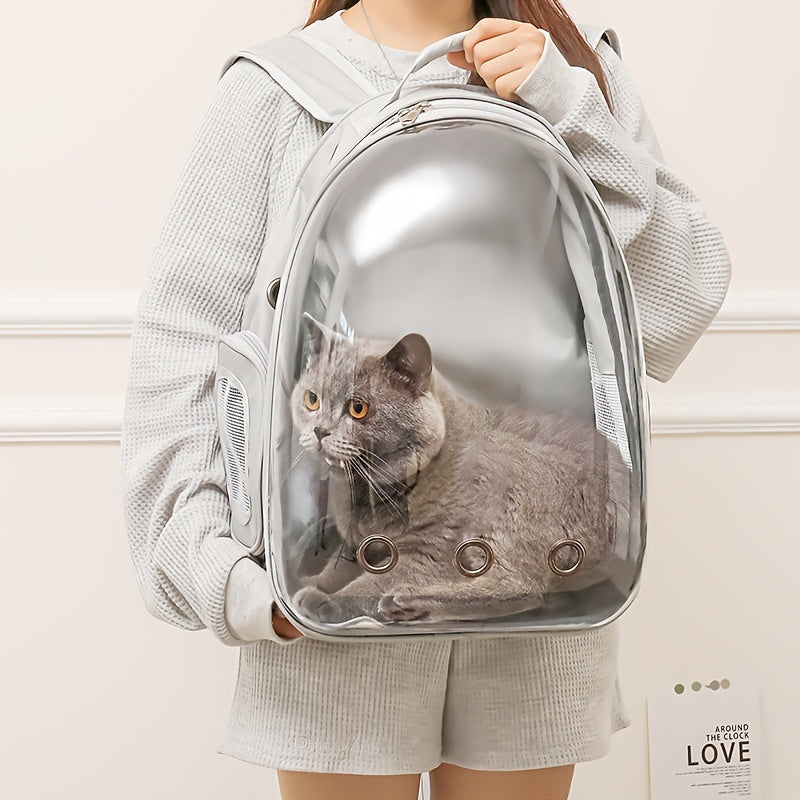 Transparent Cat Backpack Carrier for Large Cats Breathable Zipper Closure Double Shoulder Straps