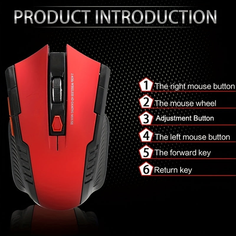 Wireless Gaming Mouse 2.4G Optical Ambidextrous Ergonomic Adjustable DPI