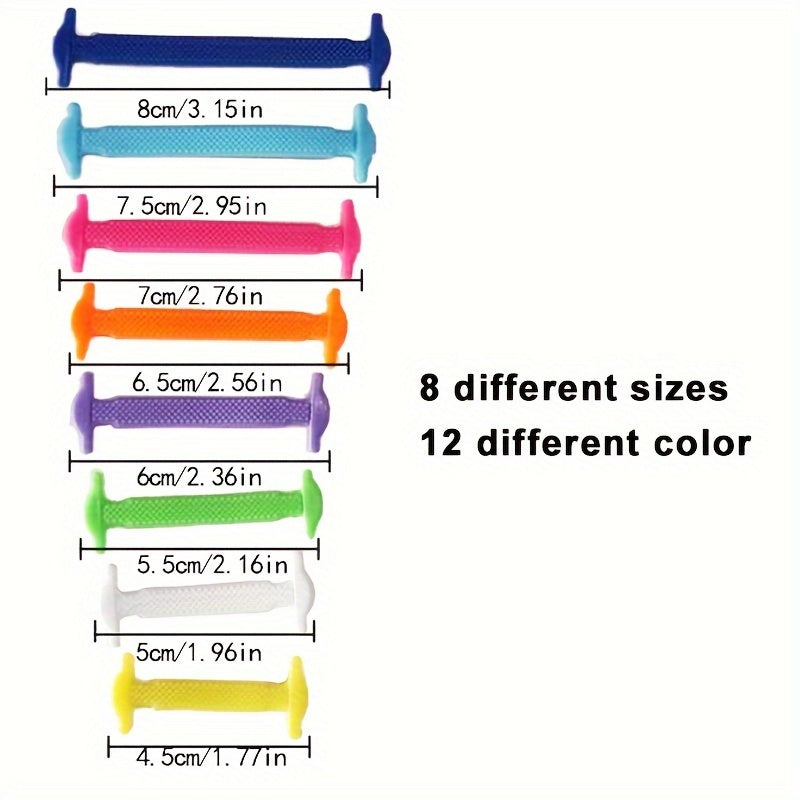 16 Pack Elastic Silicone Shoelaces for Sports and Casual Shoes