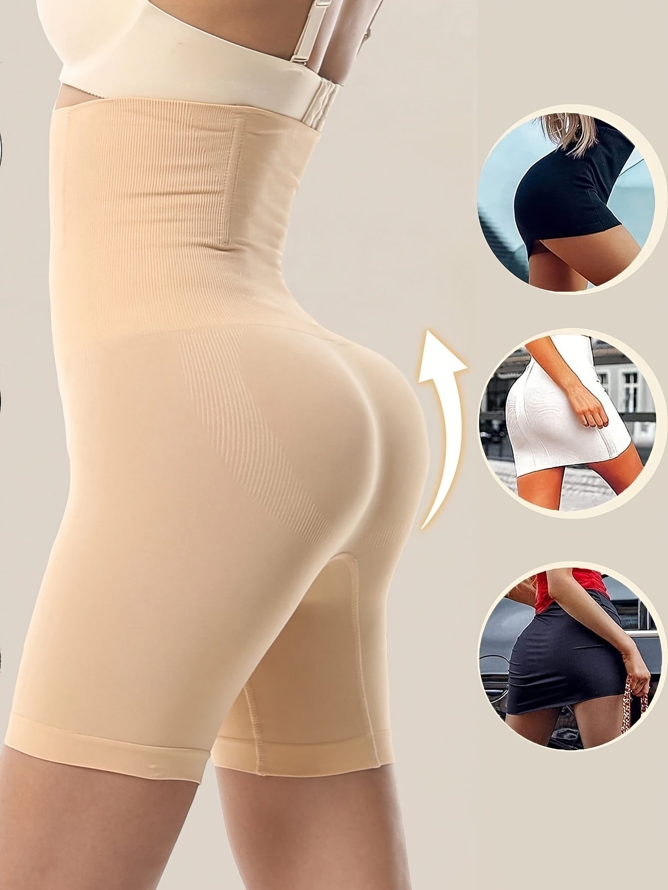 Women's High Waist Tummy Control Shaper Shorts Black Seamless Butt Lifting Thigh Slimming