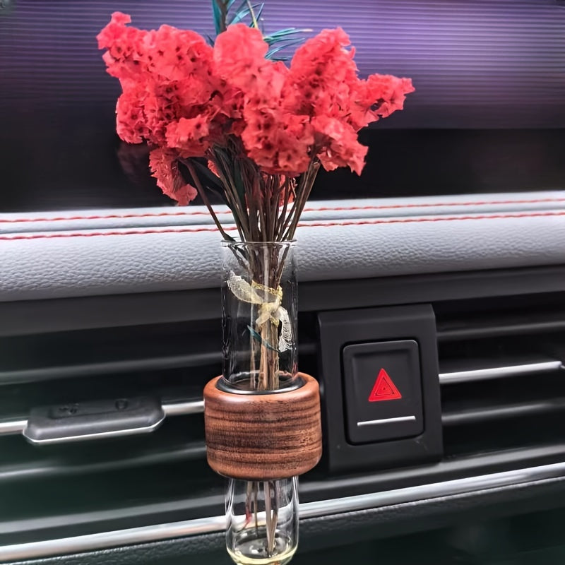 Wooden Car Vase for Center Console Air Outlet Decoration No Flowers